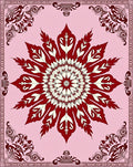 Crimson Floral Medallion Pink Rug