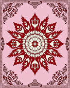 Crimson Floral Medallion Pink Rug