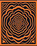 Orange Ripples Concentric Dark Blue Rug