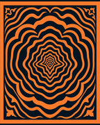 Orange Ripples Concentric Dark Blue Rug