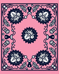 Pink Navy Floral Starburst Tapestry Rug