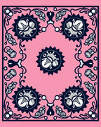 Pink Navy Floral Starburst Tapestry Rug