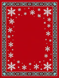 Crimson Snowflake Border With Light Blue Accents Rug