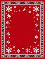 Crimson Snowflake Border With Light Blue Accents Rug