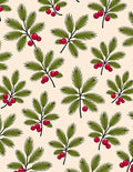 Festive Green Pine Holly Berry Rug