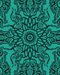 Teal Black Medallion Swirl Rug