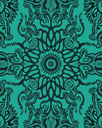 Teal Black Medallion Swirl Rug
