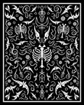 Black White Skeletal Goth Ornate Rug