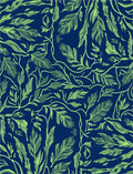 Navy Lime Green Leafy Vine Mural Rug