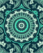 Teal Burst Mandala Floral Rug
