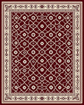 Deep Red Lattice Floral Medallion Rug