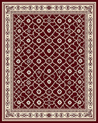 Deep Red Lattice Floral Medallion Rug