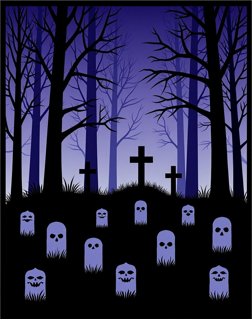 Spooky Gothic Ghost Cemetery Forest Rug