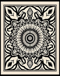 Cream Black Sunburst Mandala Rug