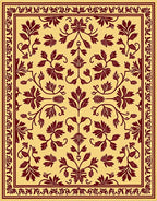 Amber Red Floral Vine Medallion Rug