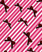 Maroon Bows On Pink Stripe Background Rug