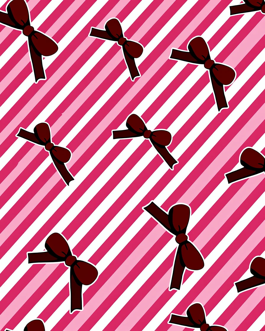 Maroon Bows On Pink Stripe Background Rug