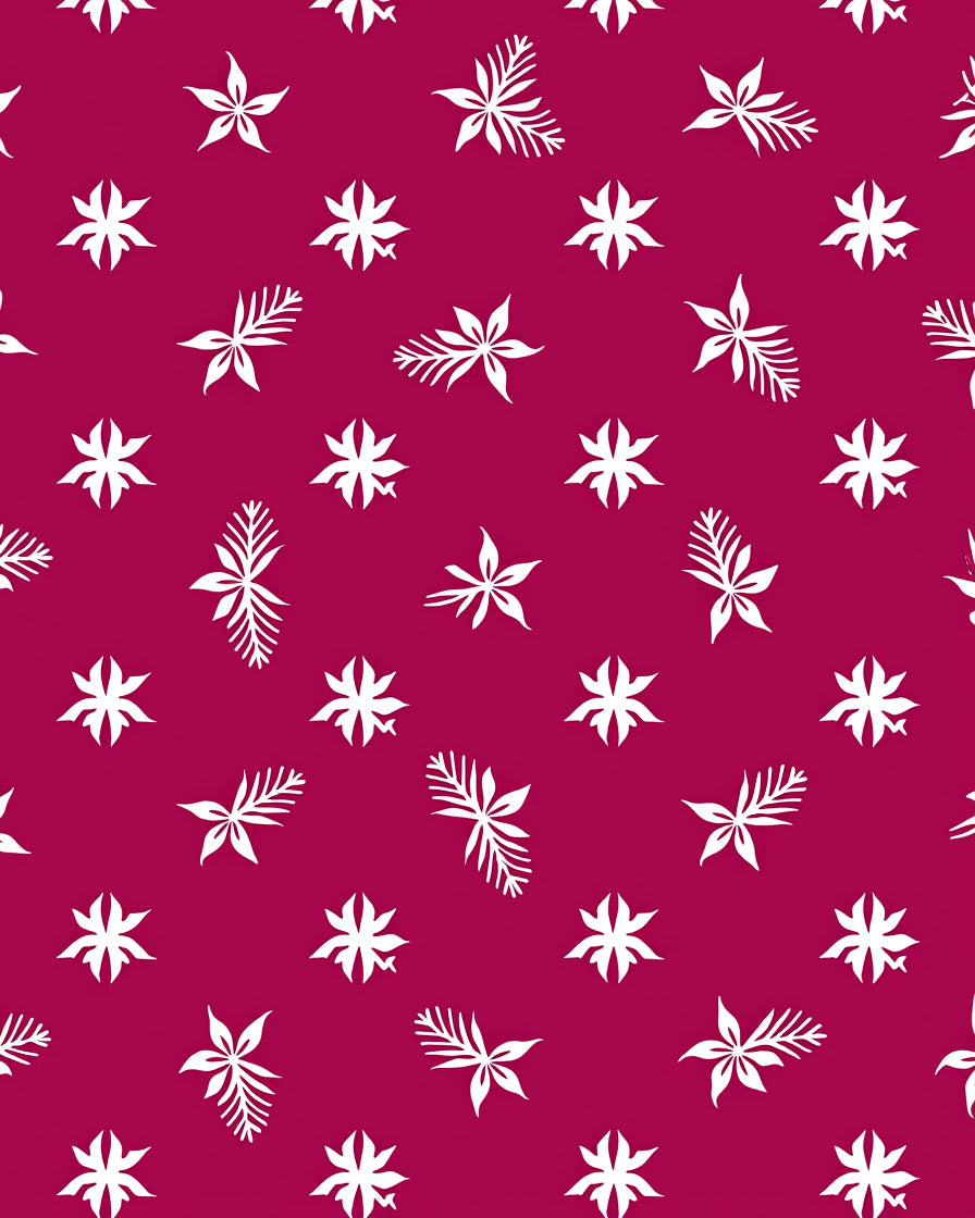 Crimson White Star Leaf Arrangement Rug