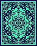 Dark Teal Floral Mandala Rug
