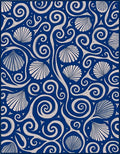 Deep Blue Scallop Swirls Rug