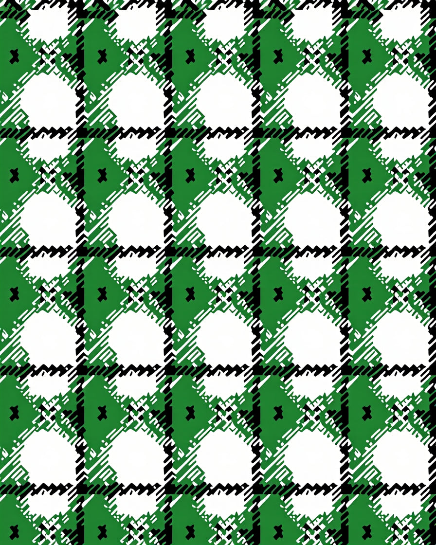 Emerald Green White Plaid Checkered Rug
