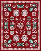 Crimson Snowflake Holly Festive Rug
