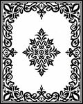Black Ornamental Floral Scroll Border Rug