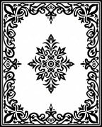 Black Ornamental Floral Scroll Border Rug