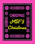 Bright Pink Snowflake Border Christmas Rug