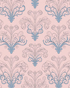Pale Pink Blue Acanthus Scrolls Rug