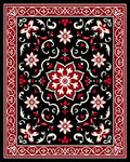 Black Red Floral Medallion Border Rug