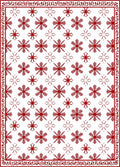 Crimson Snowflake Geometric Border Rug