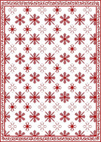 Crimson Snowflake Geometric Border Rug
