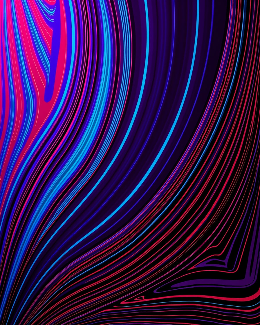 Vibrant Electric Swirl Fluid Lines Rug
