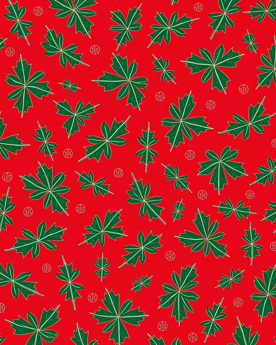 Crimson Green Maple Leaf Scatter Rug