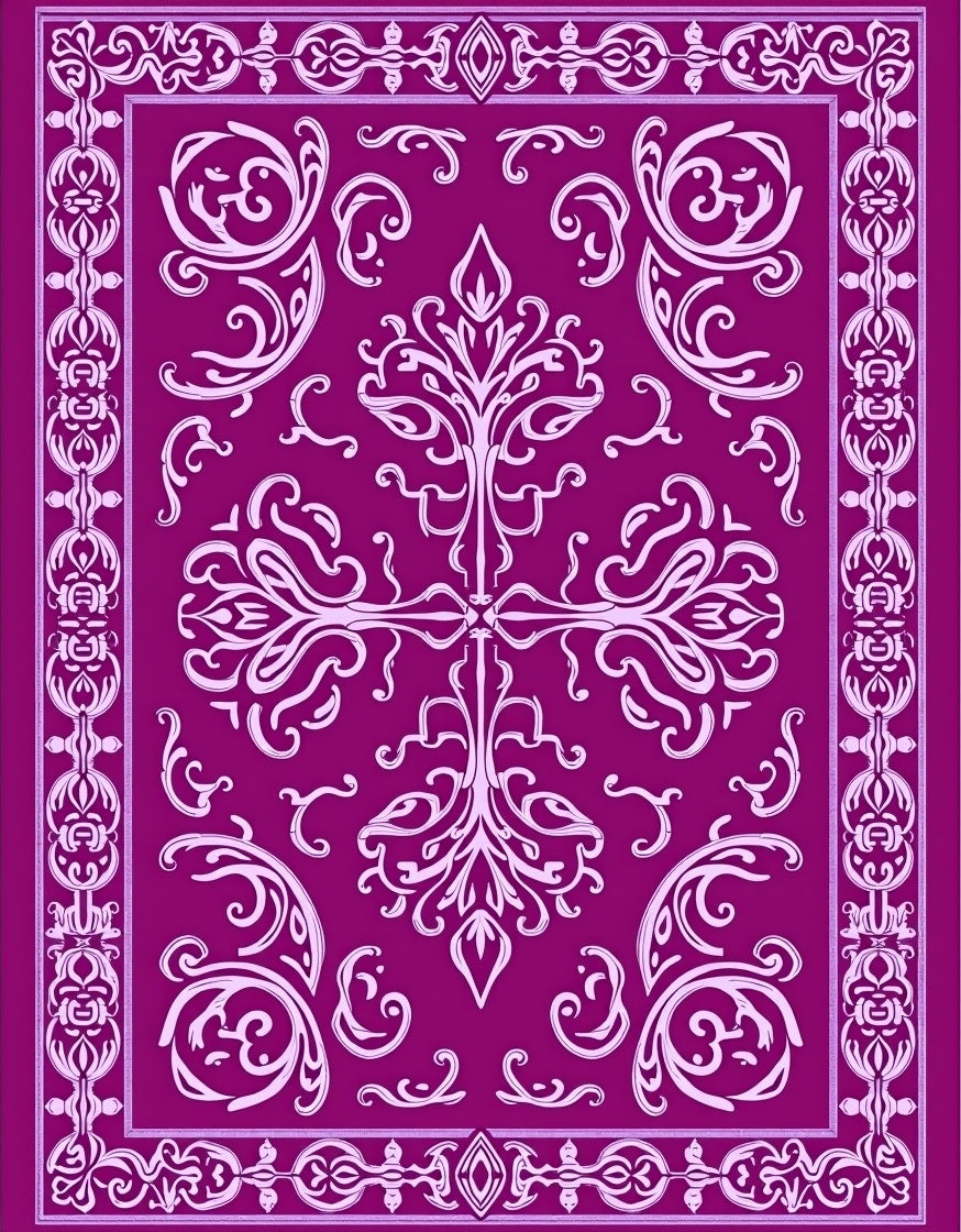 Ornate Magenta Floral Medallion Rug