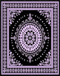 Lavender Floral Mandala Black Rug