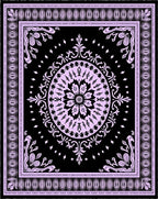Lavender Floral Mandala Black Rug