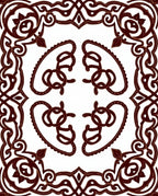 Ornate Maroon Scrollwork Interior Motif Rug