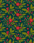 Festive Red Holly Berry Floral Rug