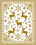 Golden Reindeer Snowflakes Festive Border Rug