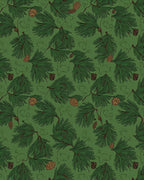 Forest Green Pinecone Branches Repeat Rug