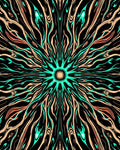 Electric Teal Peach Sunburst Rug