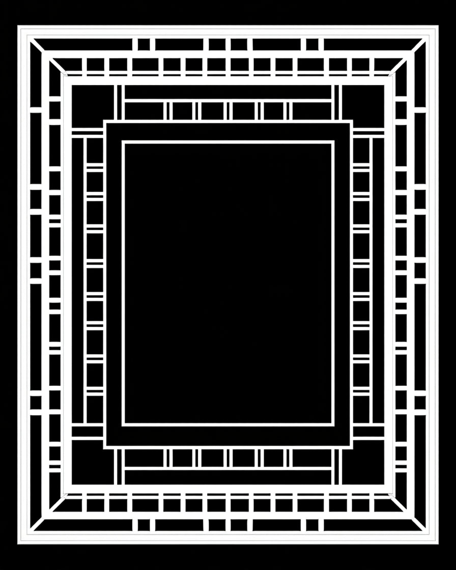 Monochrome Geometric Grid Composition Rug