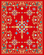 Crimson Red Starburst Medallion Rug