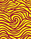Crimson Swirl Yellow Wave Rug