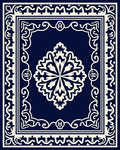 Navy Cream Ornate Floral Medallion Rug