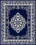 Navy Cream Ornate Floral Medallion Rug