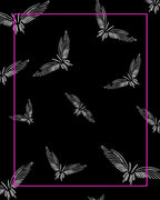 Ornate White Winged Creatures Black Rug
