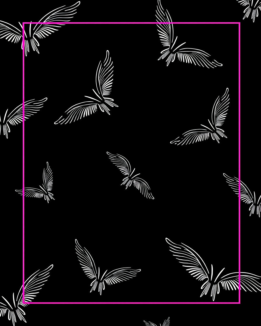 Ornate White Winged Creatures Black Rug